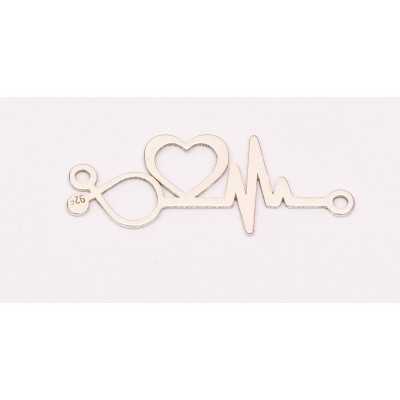 E0216-N-Link Stetoscop/Inima/Puls  Argint 925 dimensiuni 29x11x0.6mm