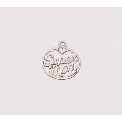 E0246-G-Pandant Super Mom-decupaj  Ag 925 dimensiuni 24x20x0.5mm-1buc