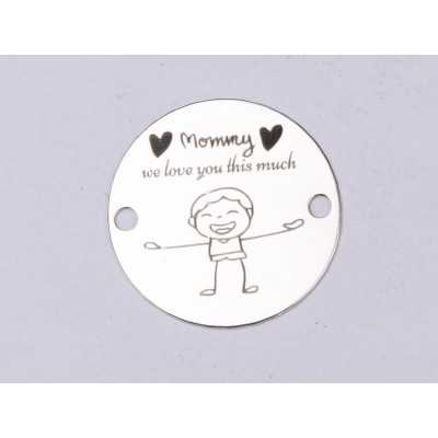 E0387 G Link din argint Mommy I love you this much  16.5mm 0.33mm