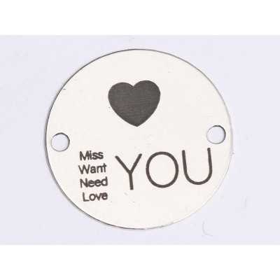 E0397 G Link din argint Miss Want Need Love You  16.5mm 0.33mm