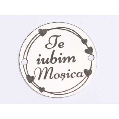 E0398 G Link din argint Te iubim Mosica  16.5mm 0.33mm