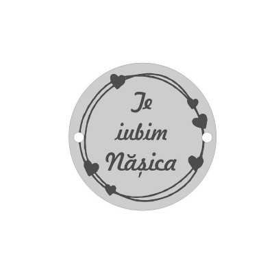 E0409 G Link din argint Te iubim Nasica  16.5mm 0.33mm