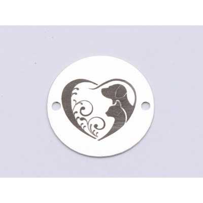 E0512-N-Link rotund argint 925 Caine si pisica v2  1 buc