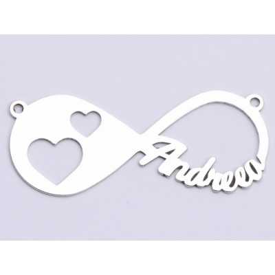 Infinit decupat din argint cu 2 nume cca 16x33mm