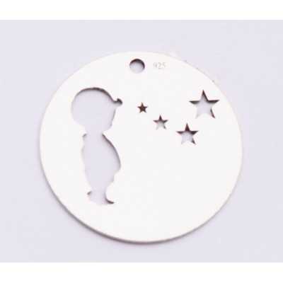 E0569-N-Link rotund din argint 925 diametru 16.5mm decupat model  baiat si stelute